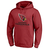 Men's Fanatics Cardinal Arizona Cardinals Logo Team Lockup Fitted Pullover Hoodie