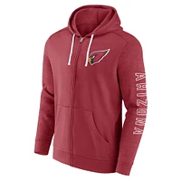 Sweat à capuche entièrement zippé pour hommes Fanatics Cardinal Arizona Cardinals Offensive Lineup