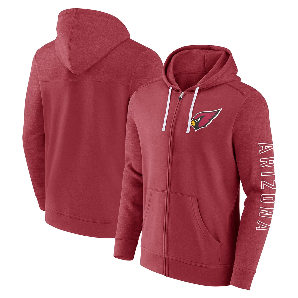 Sweat à capuche entièrement zippé pour hommes Fanatics Cardinal Arizona Cardinals Offensive Lineup