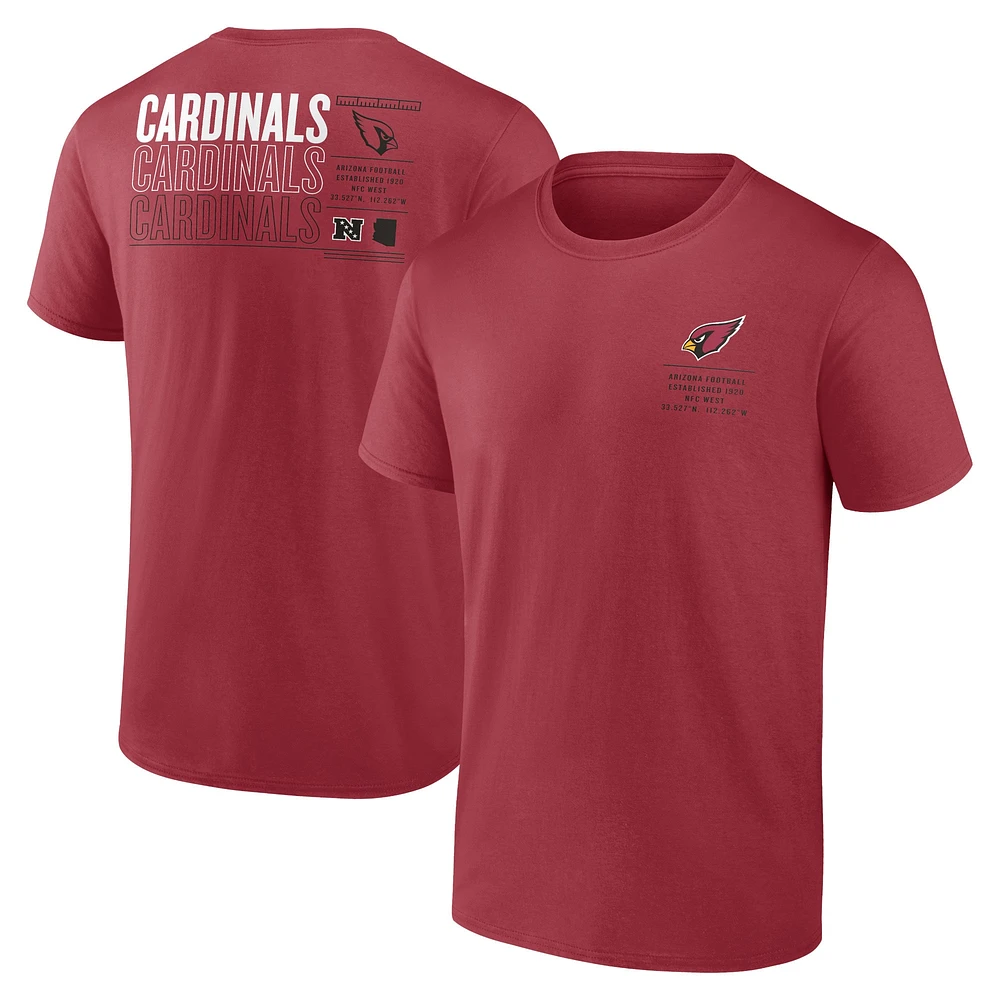 T-shirt Fanatics Cardinal Arizona Cardinals Repeat Stats pour hommes