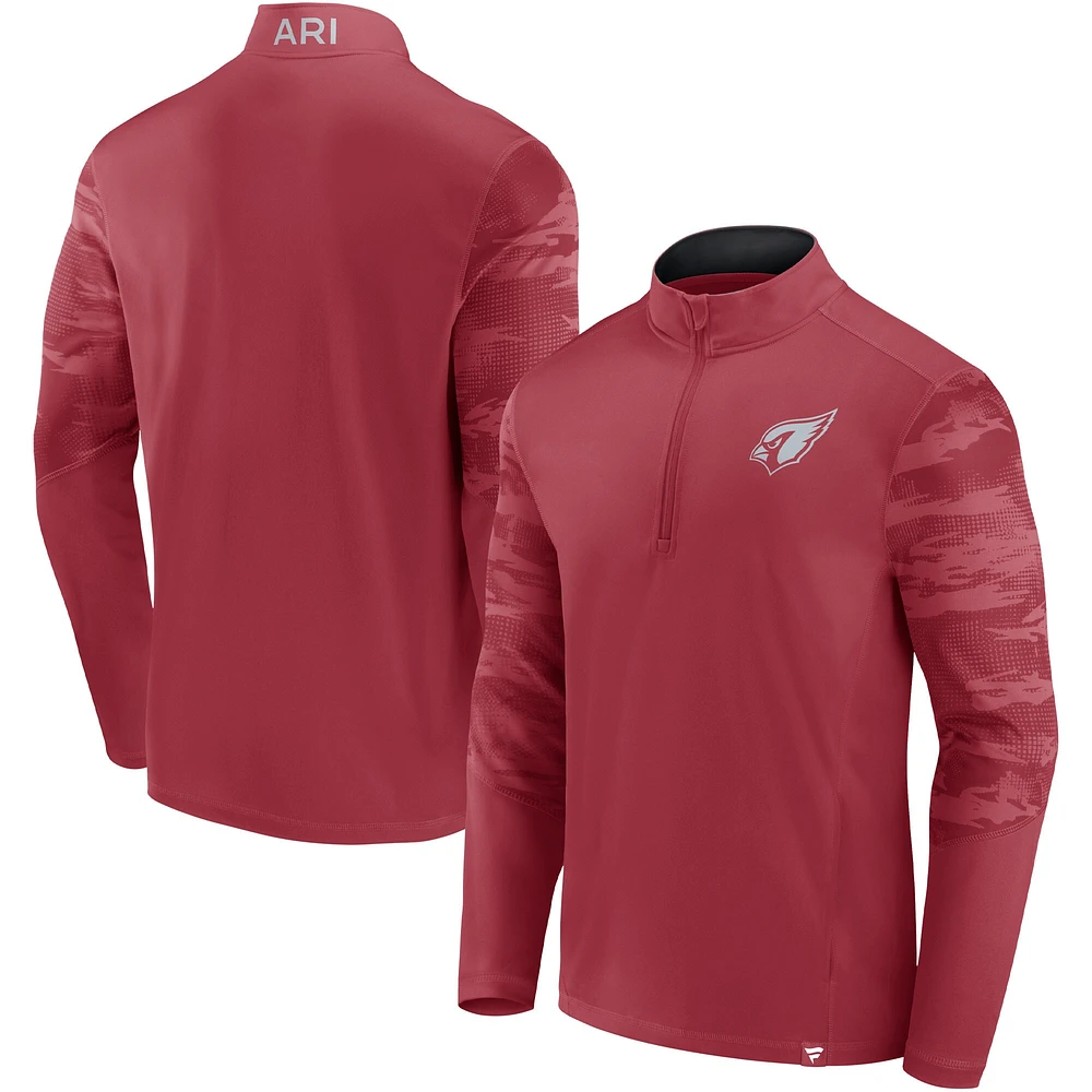 Men's Fanatics Cardinal Arizona Cardinals Ringer Quarter-Zip Jacket