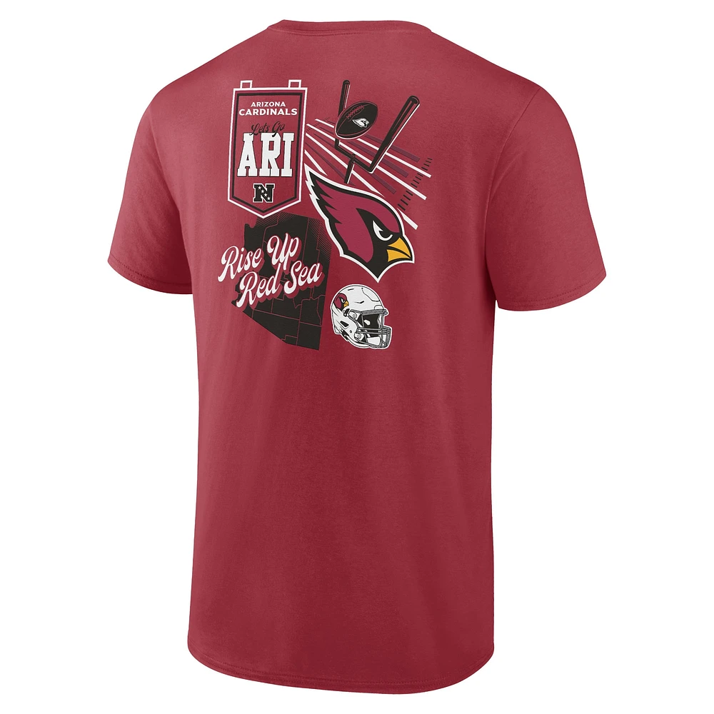 Men's Fanatics Cardinal Arizona Cardinals Split Zone T-Shirt