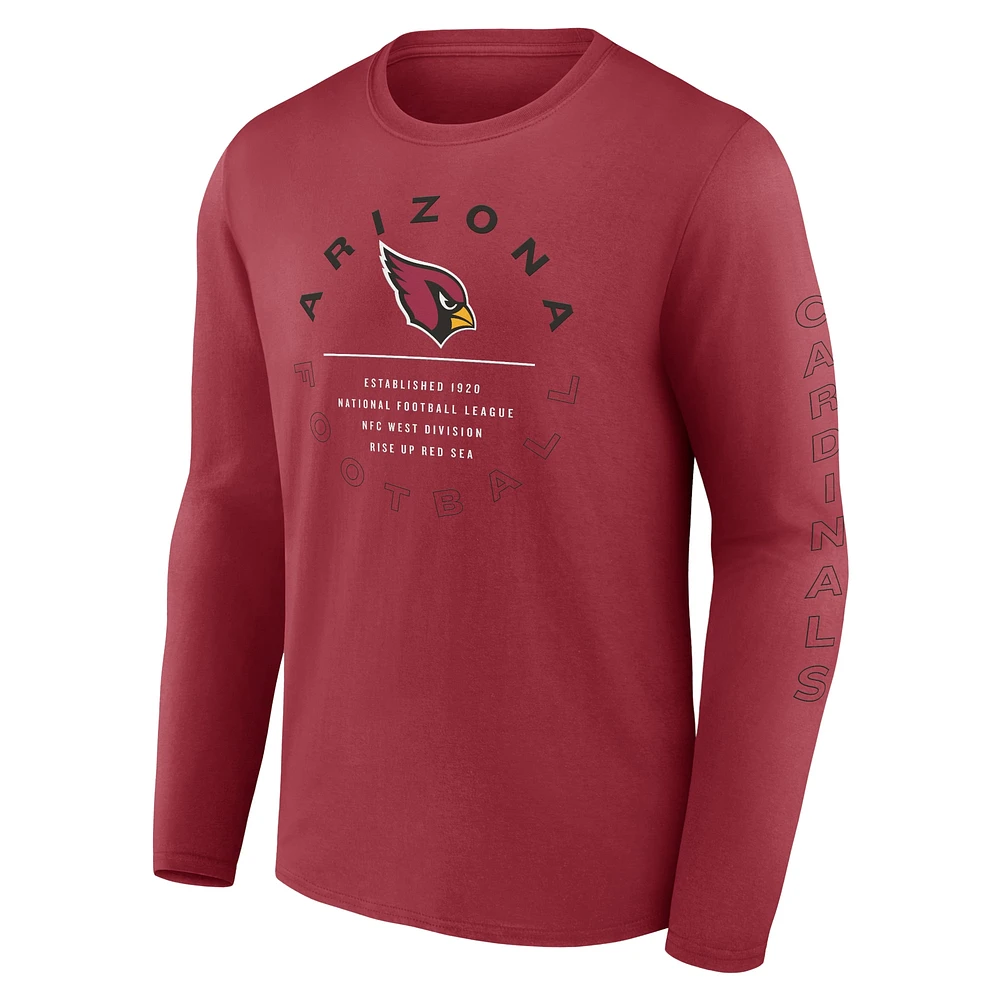 T-shirt à manches longues Fanatics Cardinal Arizona Cardinals pour hommes