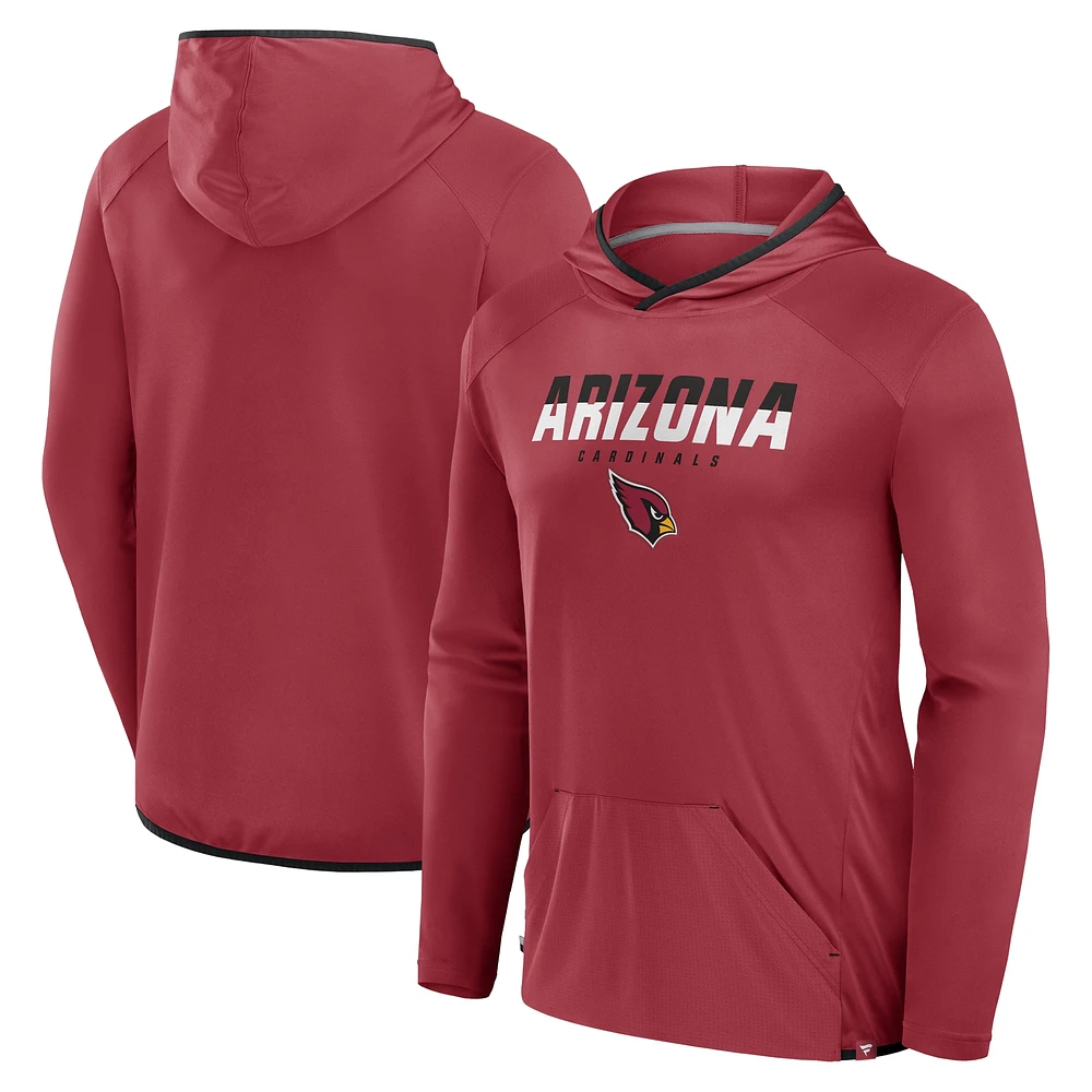 Men's Fanatics Cardinal Arizona Cardinals Transitional Defender Hoodie Long Sleeve T-Shirt