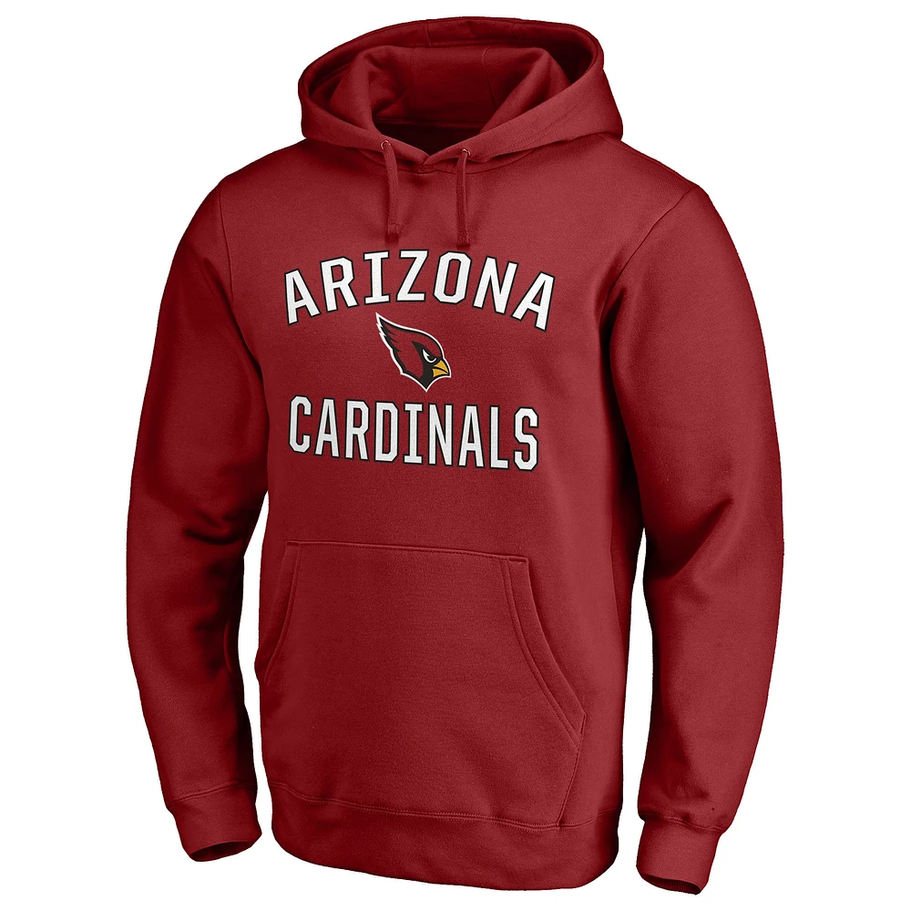 Men's Fanatics Cardinal Arizona Cardinals Victory Arch Team Fitted Pullover Hoodie