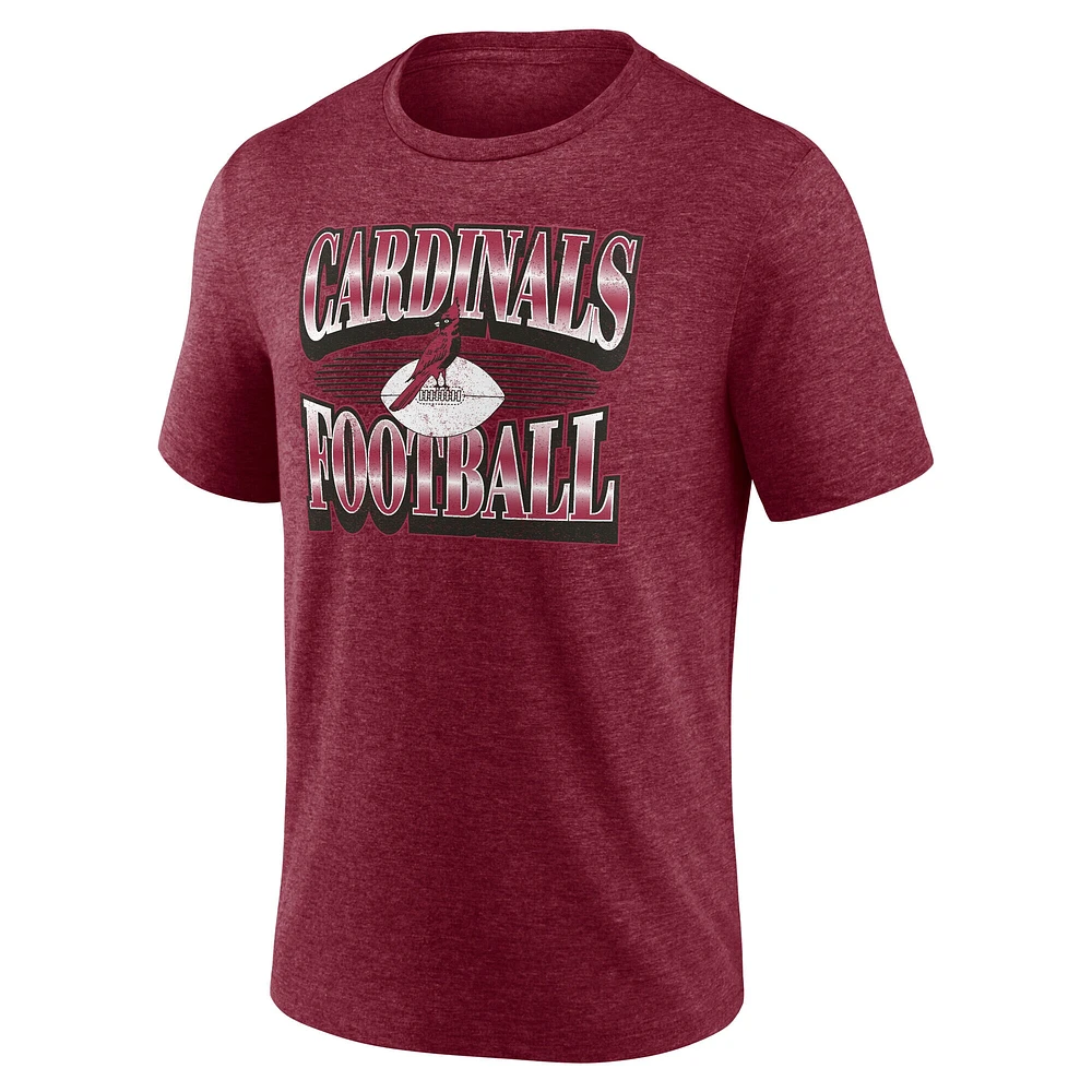 Men's Fanatics Heather Cardinal Arizona Cardinals Extreme Tackle Tri-Blend T-Shirt