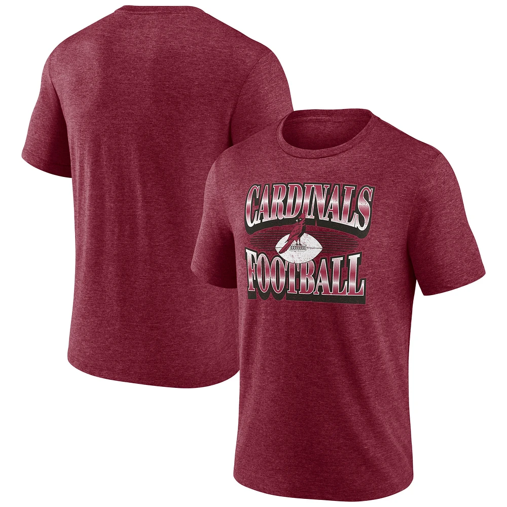 Men's Fanatics Heather Cardinal Arizona Cardinals Extreme Tackle Tri-Blend T-Shirt