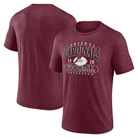 T-shirt rétro officiel tri-blend fanatiques pour hommes Heather Cardinal Arizona Cardinals