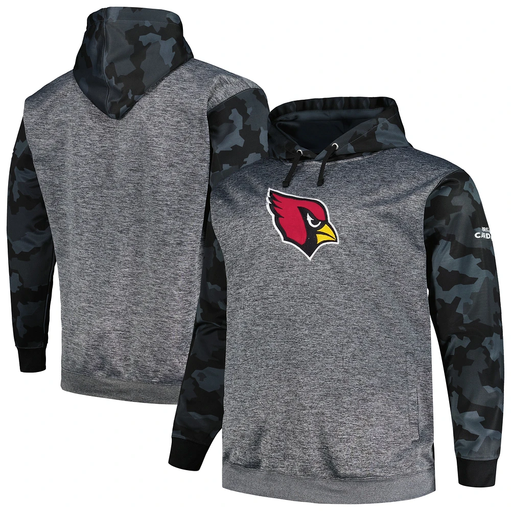 Men's Fanatics Heather Charcoal Arizona Cardinals Big & Tall Camo Pullover Hoodie