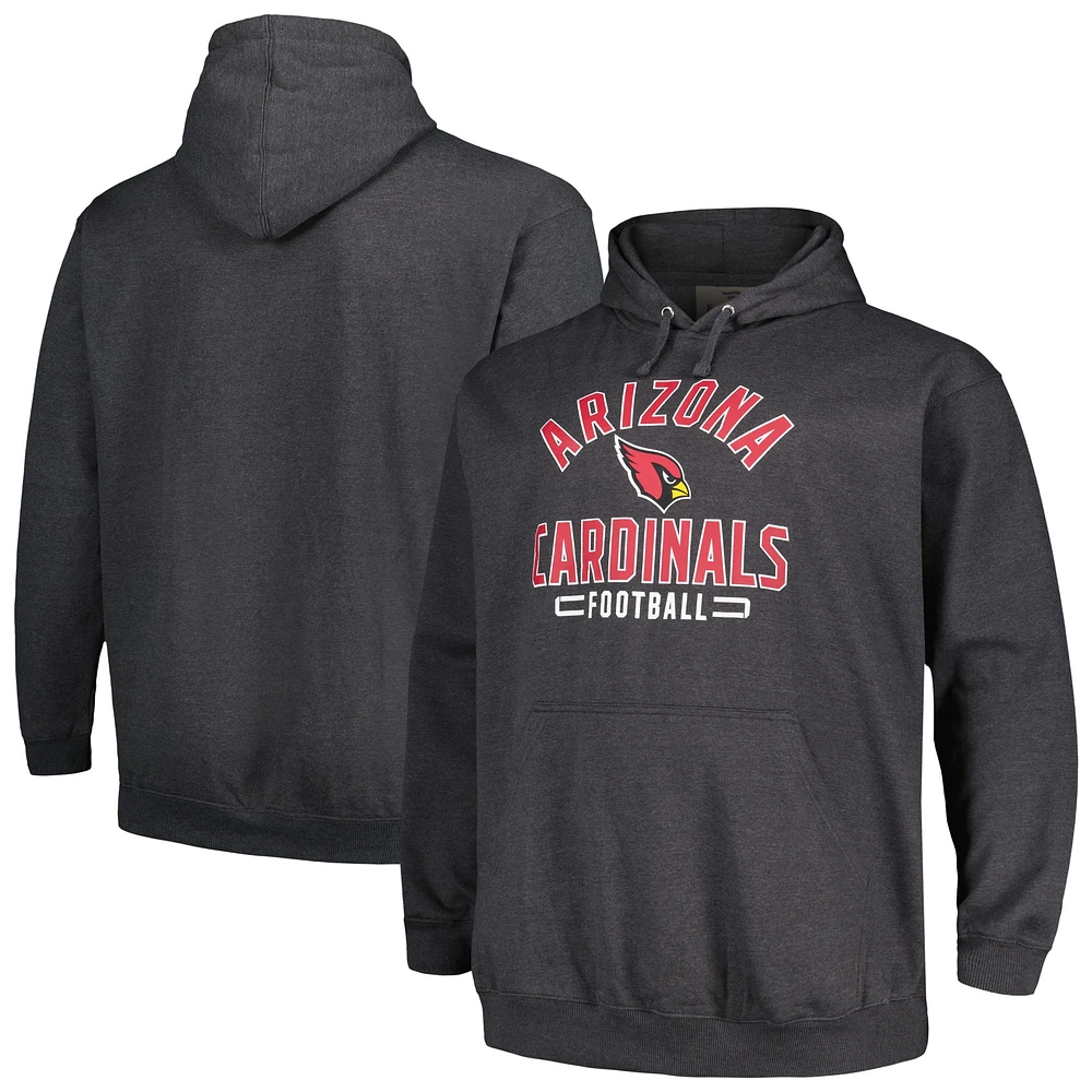 Sweat à capuche grand et pour hommes Fanatics Heather Charcoal Arizona Cardinals