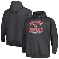 Men's Fanatics Heather Charcoal Arizona Cardinals Big & Tall Pullover Hoodie