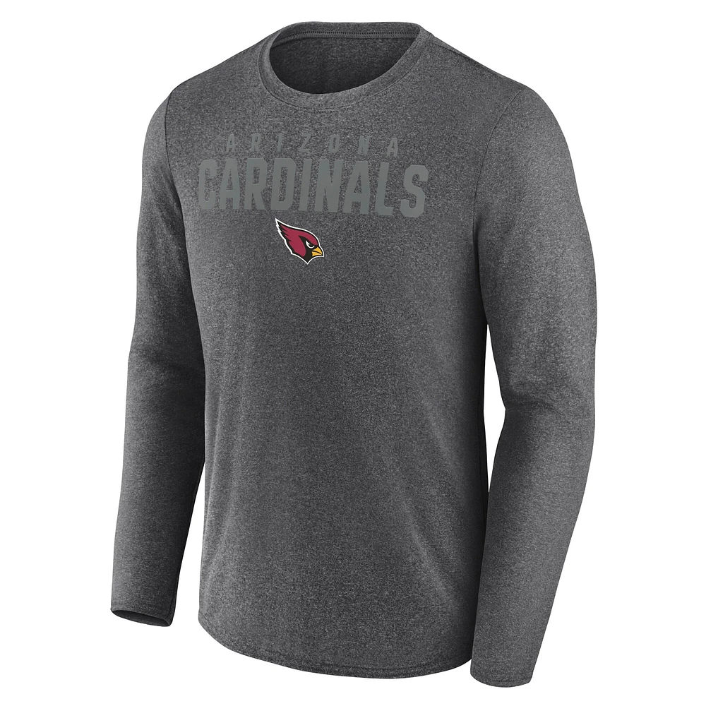 Men's Fanatics Heather Charcoal Arizona Cardinals Blackout Long Sleeve T-Shirt