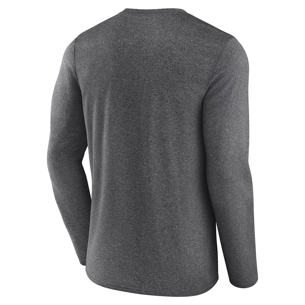 Men's Fanatics Heather Charcoal Arizona Cardinals Blackout Long Sleeve T-Shirt