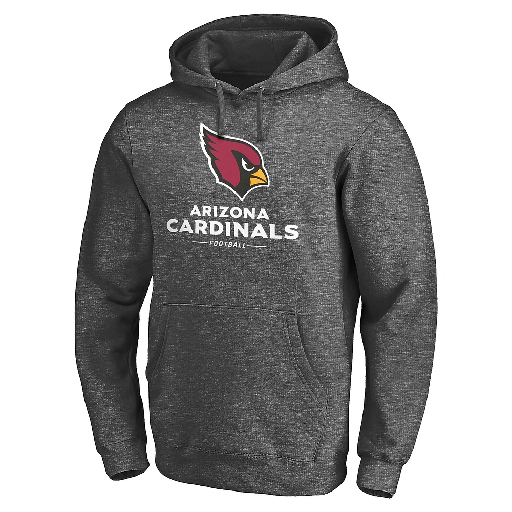 Sweat à capuche en polaire Team Lockup pour homme Fanatics Heather Charcoal Arizona Cardinals