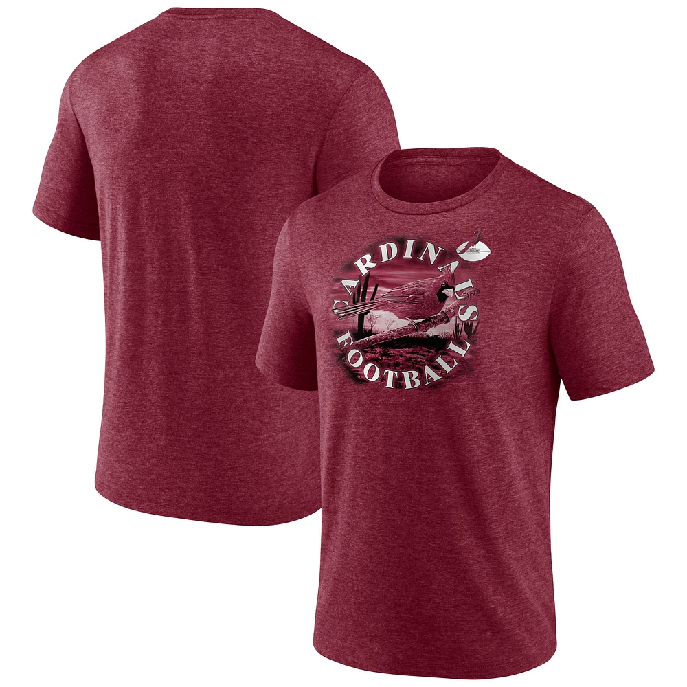 T-shirt tri-mélange Sporting Chance Heathered Cardinal des Cardinals de l'Arizona pour hommes