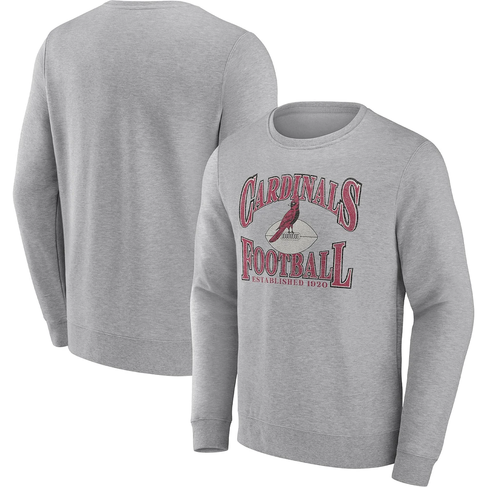 Men's Fanatics Heathered Charcoal Arizona Cardinals Playability Pullover Sweatshirt