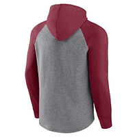 Sweat à capuche raglan Fanatics pour hommes gris chiné/Cardinal Arizona Cardinals By Design