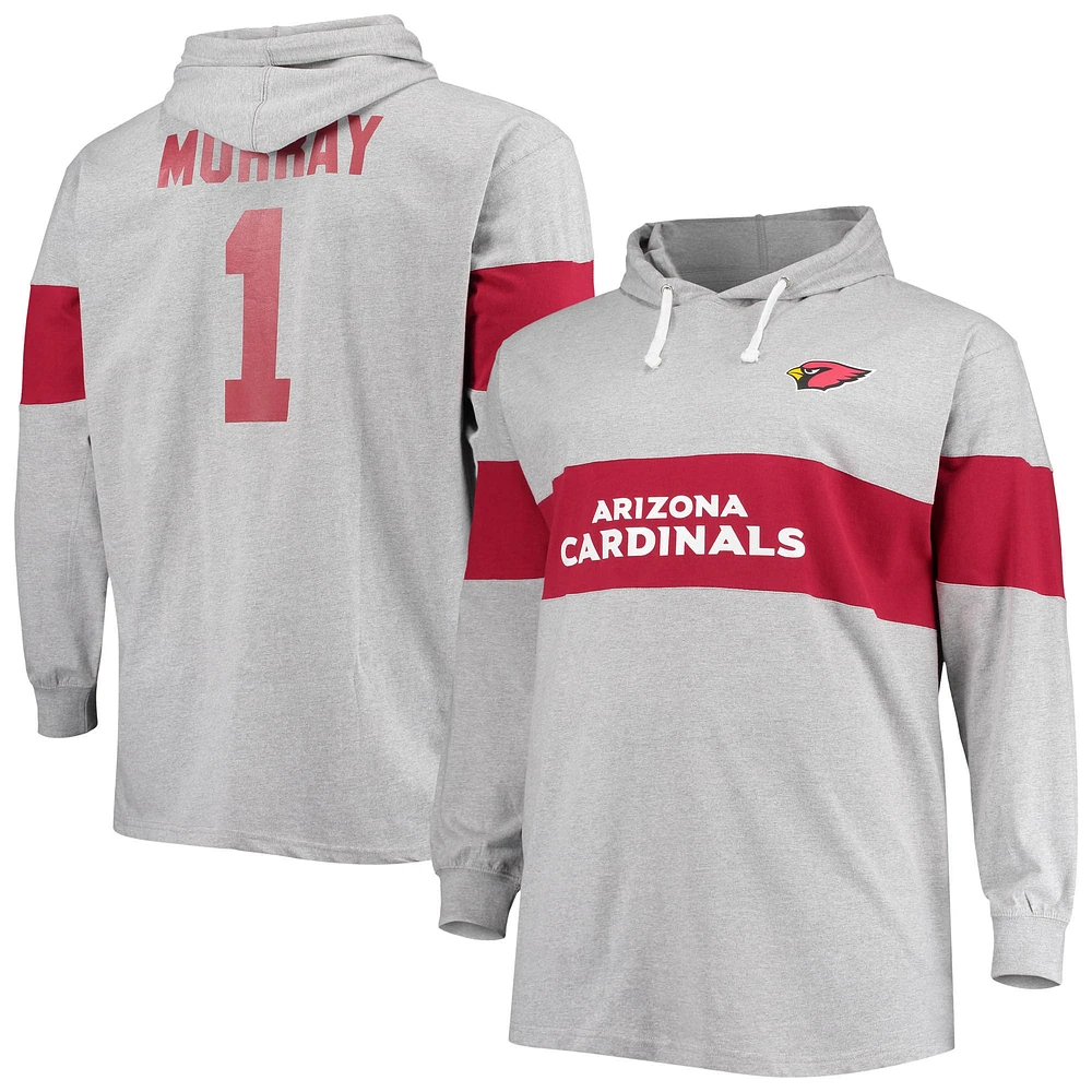 Fanatics pour hommes Kyler Murray Heathered Grey Arizona Cardinals Big & Tall Player Name Number Pull à capuche