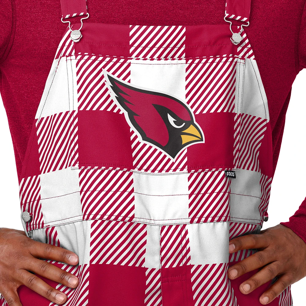 Men's FOCO  Cardinal Arizona Cardinals Big Logo Plaid Overalls