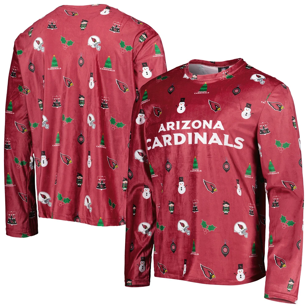 T-shirt à manches longues FOCO Cardinal Arizona Cardinals Holiday Repeat pour homme