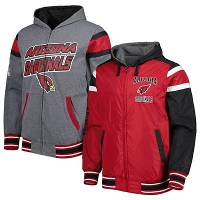 G-III Sports by Carl Banks Homme Cardinal/Gris Arizona Cardinals Extreme Full Back Sweat à capuche réversible Full-Zip Jacket