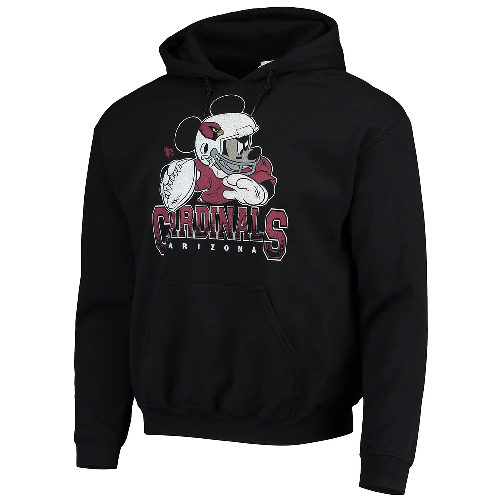Sweat à capuche noir pour hommes Junk Food Arizona Cardinals Disney Mickey Quarterback