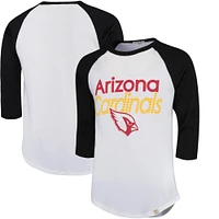 T-shirt à manches 3/4 pour hommes Junk Food blanc/noir Arizona Cardinals All American Raglan