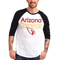 T-shirt à manches 3/4 pour hommes Junk Food blanc/noir Arizona Cardinals All American Raglan