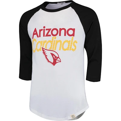 T-shirt à manches 3/4 pour hommes Junk Food blanc/noir Arizona Cardinals All American Raglan