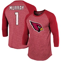 Men's Majestic Threads Kyler Murray Cardinal Arizona Cardinals Team Player Name & Number Tri-Blend Raglan 3/4-Sleeve T-Shirt