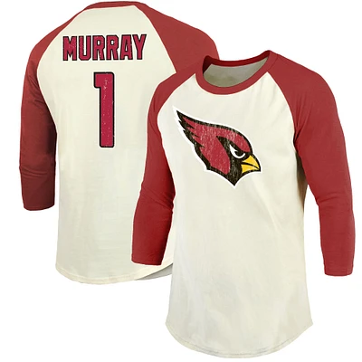 Majestic Threads pour hommes Kyler Murray Crème/Cardinal Arizona Cardinals Vintage Player Name & Number Raglan T-shirt à manches 3/4