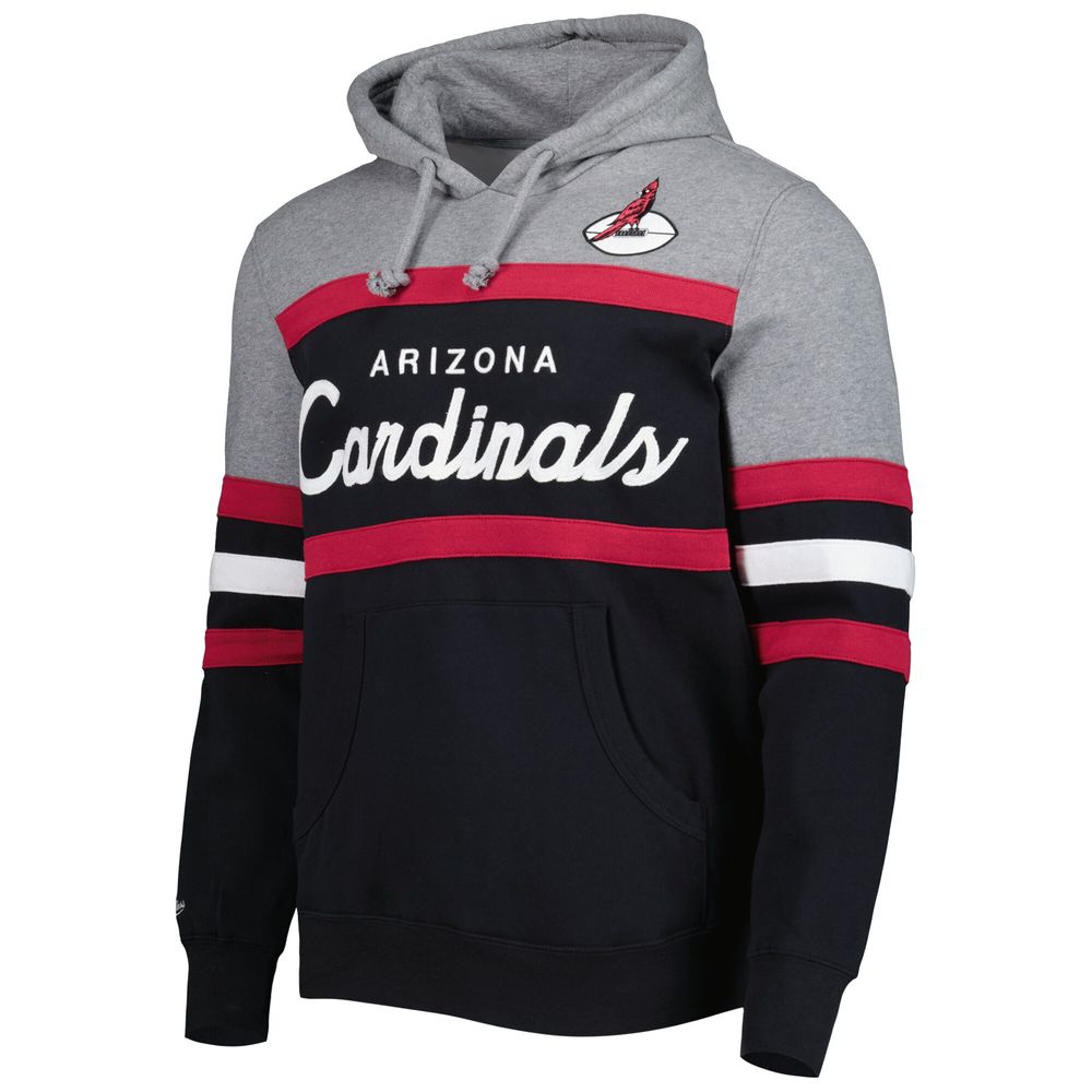 Men's Mitchell & Ness Black/Heathered Gray Arizona Cardinals Head Coach Pullover Hoodie