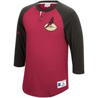 Men's Mitchell & Ness Cardinal Arizona Cardinals Historic Logo Ultimate Play Henley 3/4-Sleeve Raglan T-Shirt