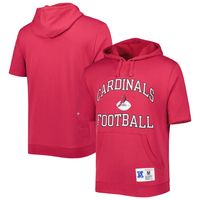 Men's Mitchell & Ness Cardinal Arizona Cardinals Washed Short Sleeve Pullover Hoodie