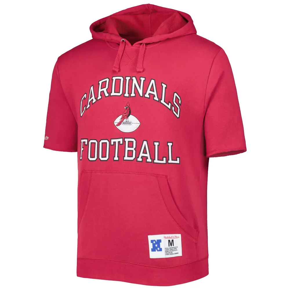 Chandail à capuchon délavé manches courtes pour homme Mitchell & Ness Cardinal Arizona Cardinals