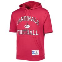 Men's Mitchell & Ness Cardinal Arizona Cardinals Washed Short Sleeve Pullover Hoodie