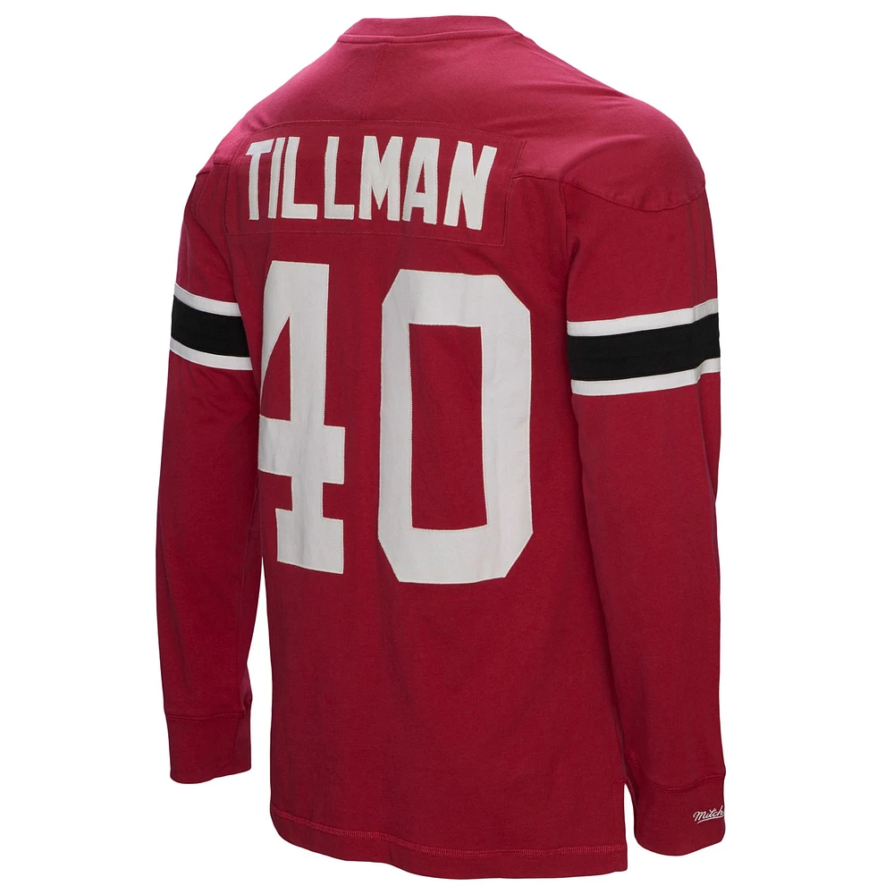 Haut à manches longues pour homme Mitchell & Ness Pat Tillman Cardinal Arizona Cardinals Throwback Retired Player Name Number