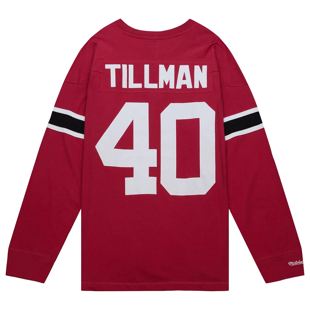 Men's Mitchell & Ness Pat Tillman Cardinal Arizona Cardinals Throwback Retired Player Name Number Long Sleeve Top