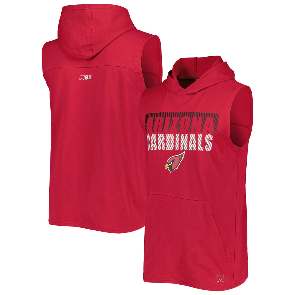 Men's MSX by Michael Strahan Cardinal Arizona Cardinals Relay Sleeveless Pullover Hoodie