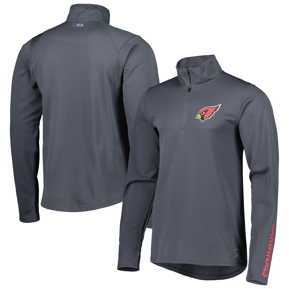 Men's MSX by Michael Strahan Charcoal Arizona Cardinals Half-Zip Hoodie