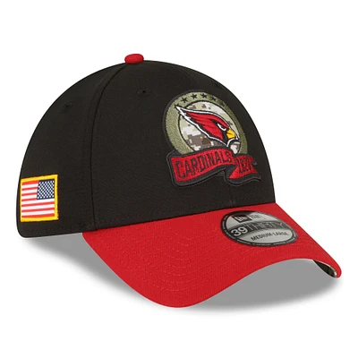 Men's New Era Black/Cardinal Arizona Cardinals 2022 Salute To Service 39THIRTY Flex Hat