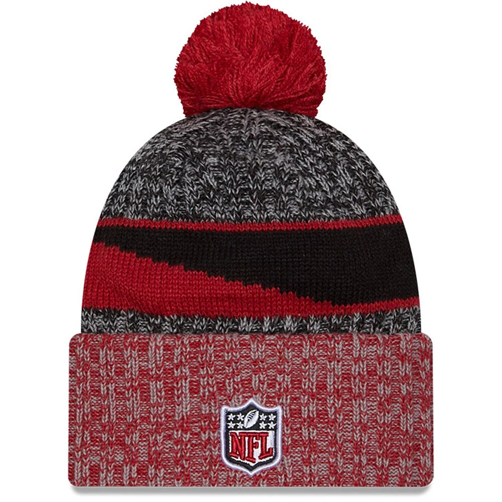 Bonnet en tricot à pompon à revers Sideline Sport New Era noir/Cardinal Arizona Cardinals 2023 pour hommes