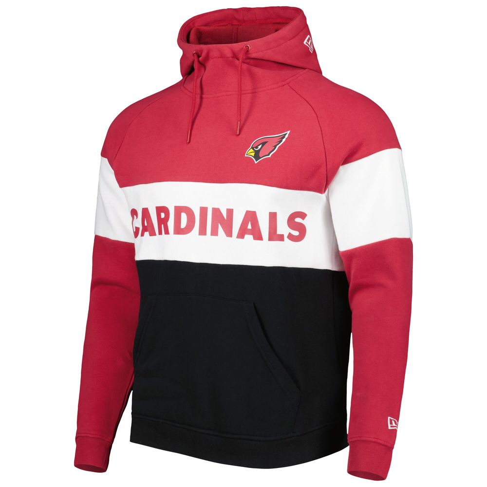 Men's New Era Black/Cardinal Arizona Cardinals Colorblock Current Pullover Hoodie