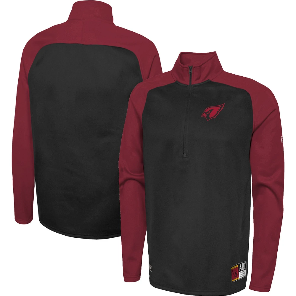 Veste à demi-glissière raglan New Era Arizona Cardinals Combine Authentic O-Line noire pour homme