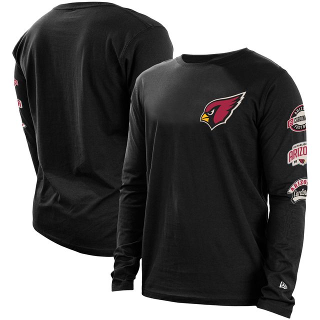 T-shirt à manches longues noir New Era Arizona Cardinals Hype 2-Hit pour homme