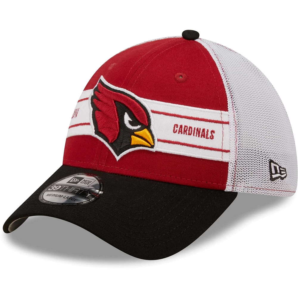 Casquette 39THIRTY pour homme Cardinal/Black Arizona Cardinals Team Banded New Era - flex