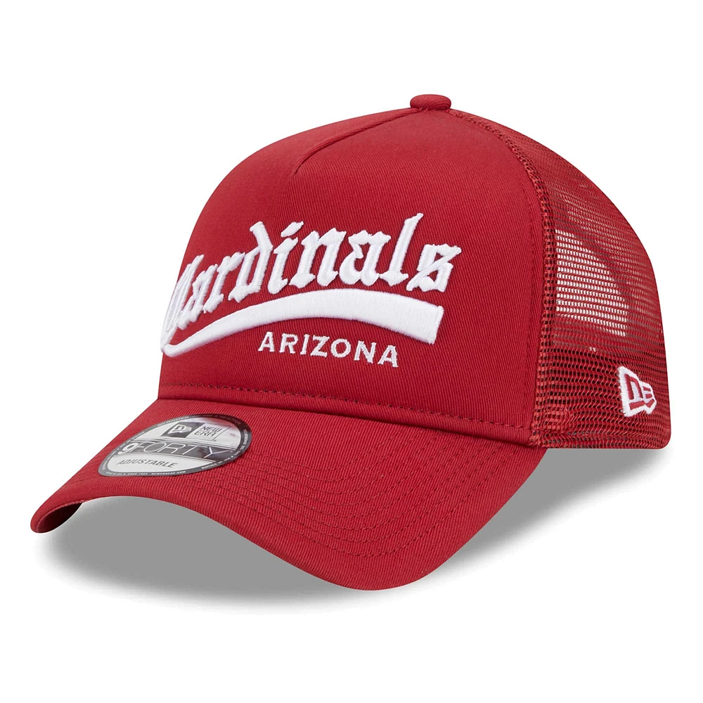 Casquette ajustable 9FORTY Cardinal Arizona Cardinals Caliber Trucker New Era pour homme