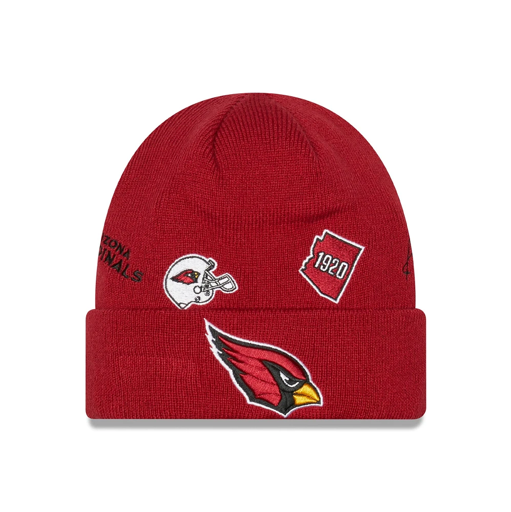 Casquette en tricot à revers pour homme Cardinal Arizona Cardinals Identity de New Era - Bonnet