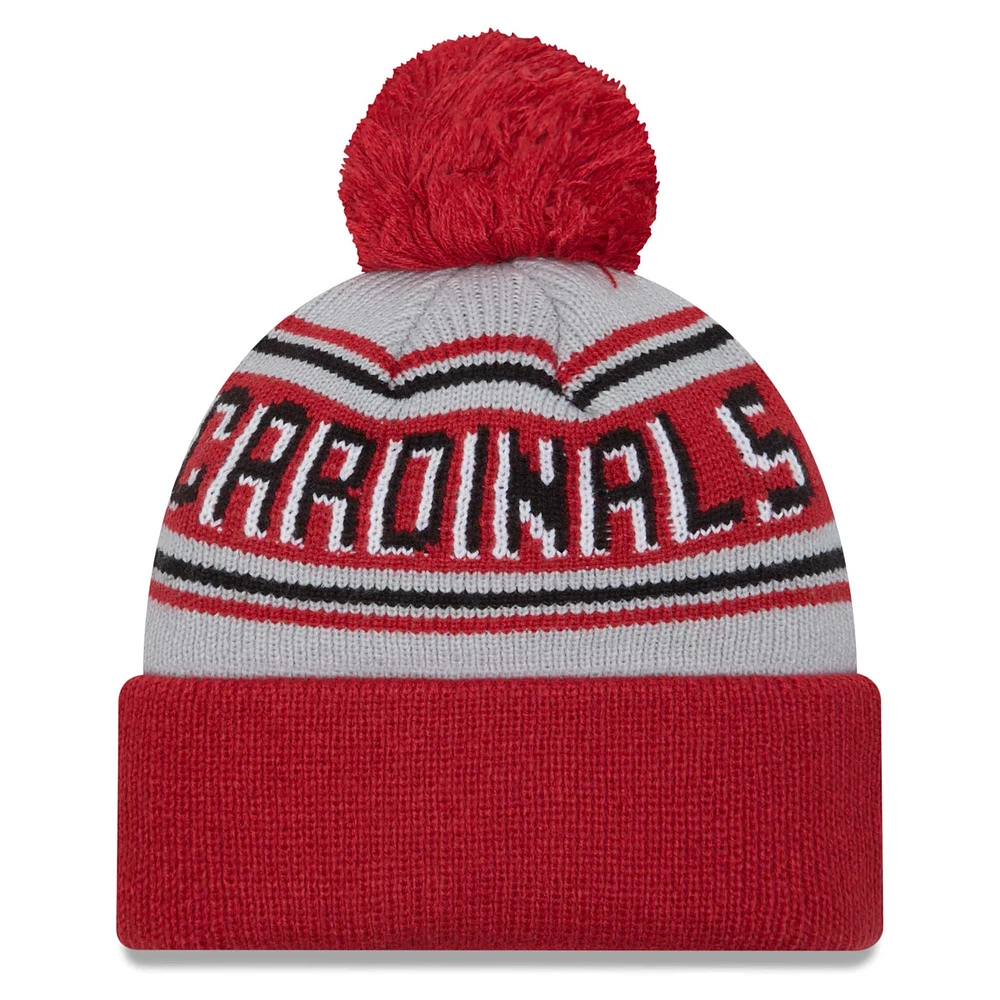 Men's New Era Cardinal Arizona Cardinals Main Cuffed Knit Hat with Pom