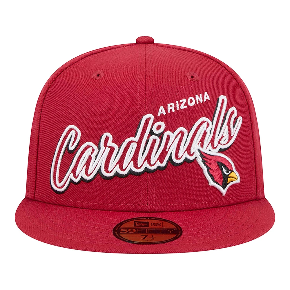 Men's New Era Cardinal Arizona Cardinals  Script Sided 59FIFTY Fitted Hat